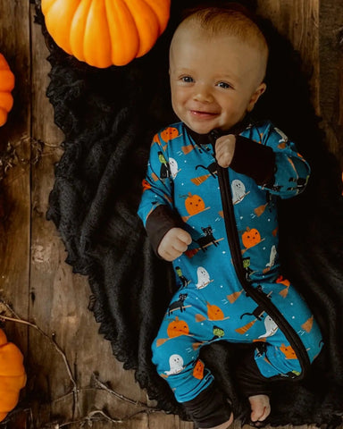 Zip Romper | Midnight Broomstick Friends - PREORDER