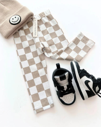 Checkered Leggings | Latte - PREORDER