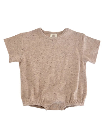 Speckle Bubble Romper | Tan - PREORDER