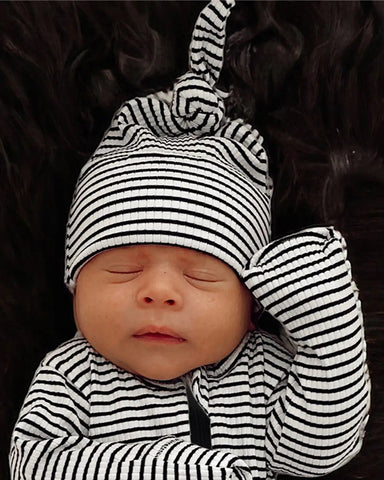 Ribbed Beanie Hat | Black Stripes - PREORDER