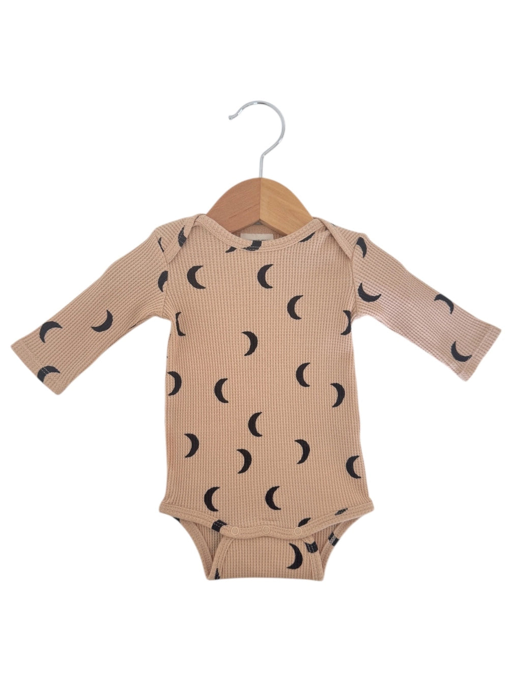 Waffle Long Sleeve Bodysuit | Tan/Black Moon - PREORDER
