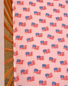 Muslin Crib Sheet | American Flag Pink - PREORDER