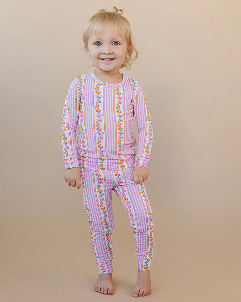 Bamboo Top & Pants Set | Gingham & Flowers - PREORDER