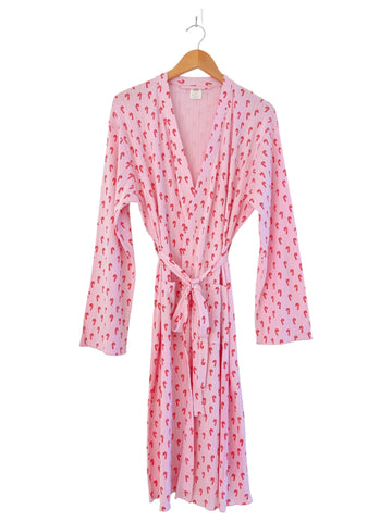 Organic Pointelle Women's Robe | Pink Candy Cane - PREORDER
