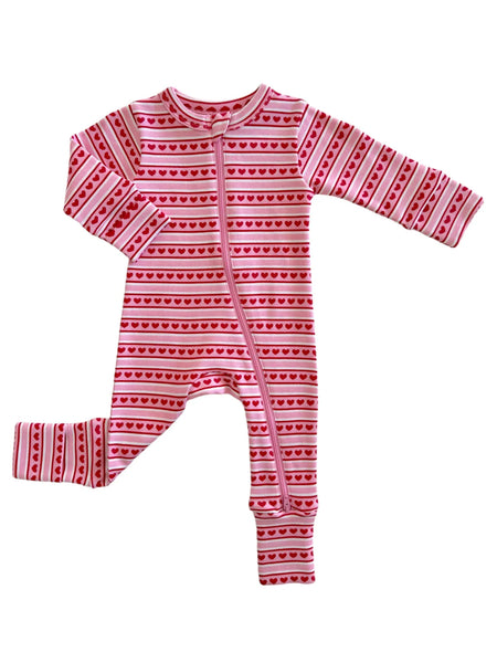 Zip Romper | Valentine Stripe - PREORDER