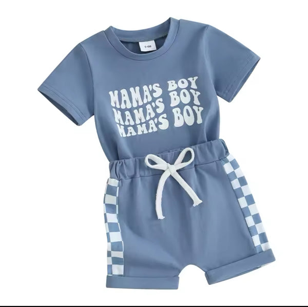 Mamas Boy Checkered Short Outfits (3 Colors) - PREORDER