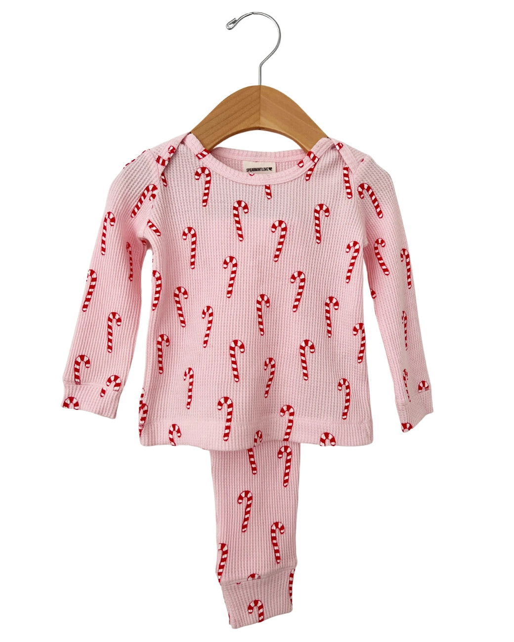 Waffle Top & Pants Set | Pink Candy Cane - PREORDER