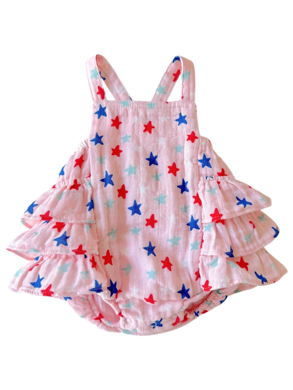 USA Stars Ruffle Romper | Pink - PREORDER