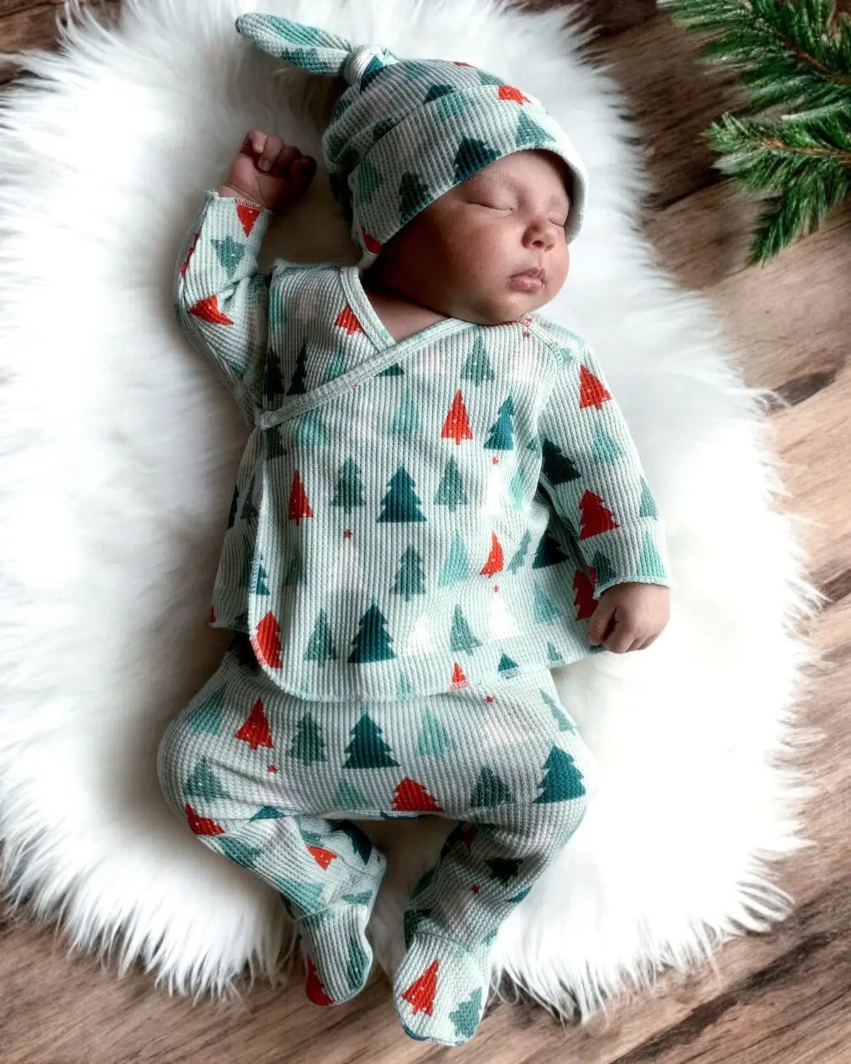 Waffle Kimono & Pant Set | Festive Firs - PREORDER