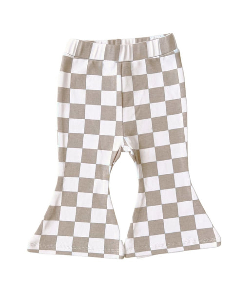 Checkered Flare Pants | Latte - PREORDER