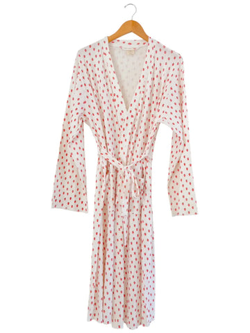 Organic Pointelle Women's Robe | White Strawberry - PREORDER