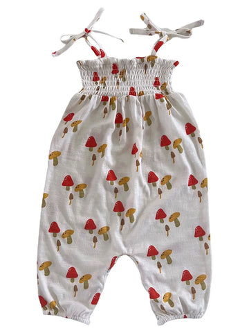 Smocked Ruffle Jumpsuit | Mushroom - PREORDER