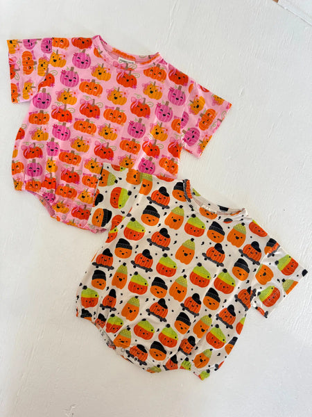 T-Shirt Bubble Romper | Pumpkin Girlies - PREORDER
