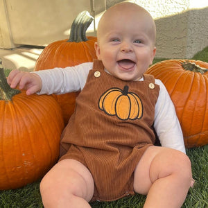 Pumpkin Corduroy Romper - PREORDER