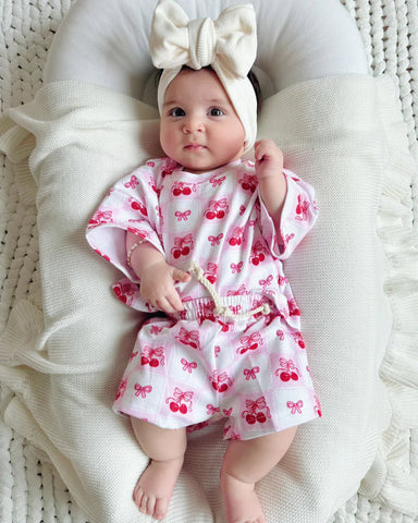 Top & Shorts Set | Checkered Cherry - PREORDER