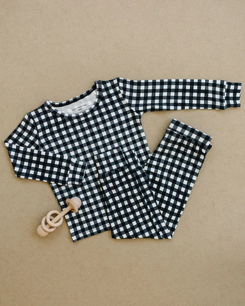 Bamboo Top & Pants Set | Black Gingham - PREORDER