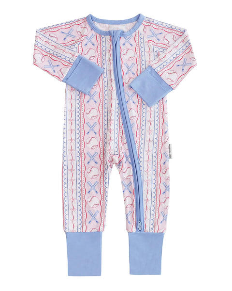 Bamboo Zip Romper | Baseball Girl - PREORDER