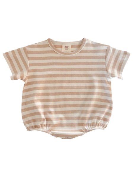 Organic Bubble Romper | Biscuit Stripe - PREORDER