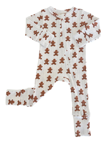 Organic Pointelle Zip Romper | White Gingerbread - PREORDER