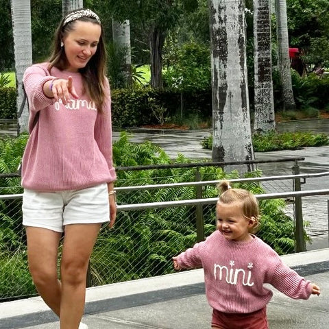 MAMA & MINI Pink Knit Sweaters - PREORDER