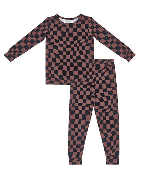 Bamboo Top & Pants Set | Chocolate Wavy Checkered - PREORDER