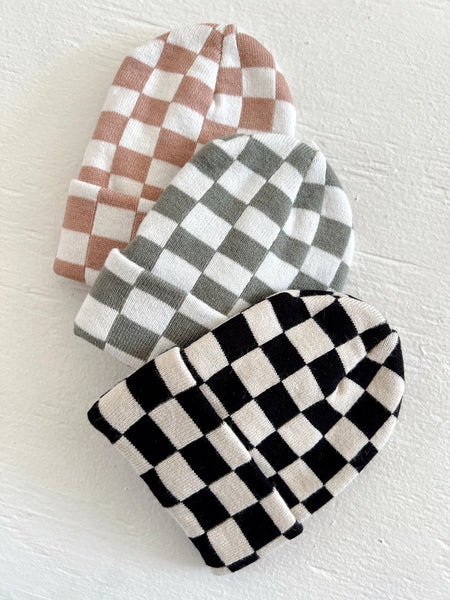 Baby's First Hat | Black/Sand Checkerboard - PREORDER