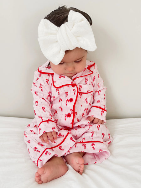 Organic Pointelle Lounge Set | Pink Candy Cane - PREORDER