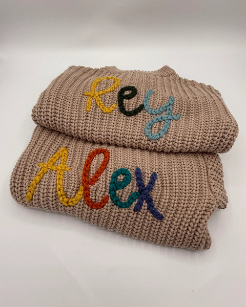 Yarn *CUSTOM* Name Chunky Knit Sweater | 11 Colors