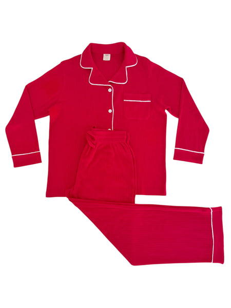 Organic Pointelle Women's Lounge Set | Red - PREORDER