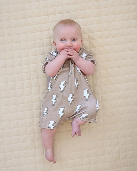 Cotton Shorts Romper | Electric Beige - PREORDER