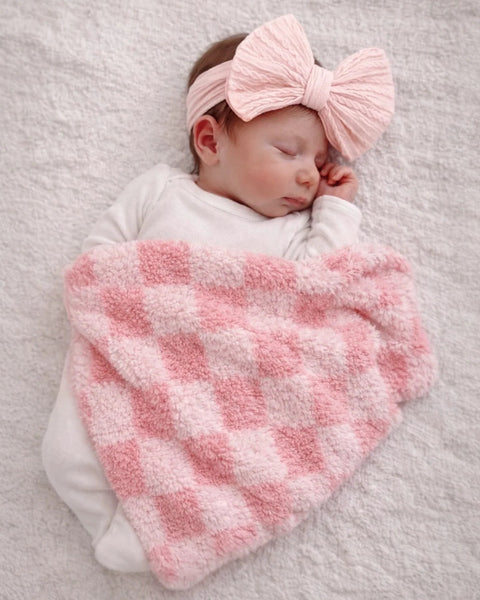 Phufy® Bliss Checkerboard Mini Blanket | Strawberry/Carnation - PREORDER