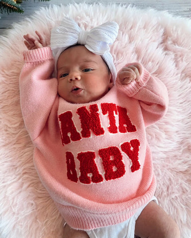 MINI Knit Sweater | Pink Santa Baby - PREORDER