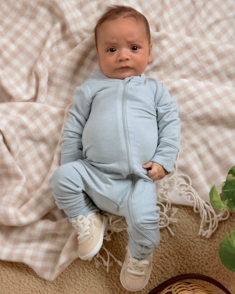 Speckle Zip Romper | Glacier - PREORDER