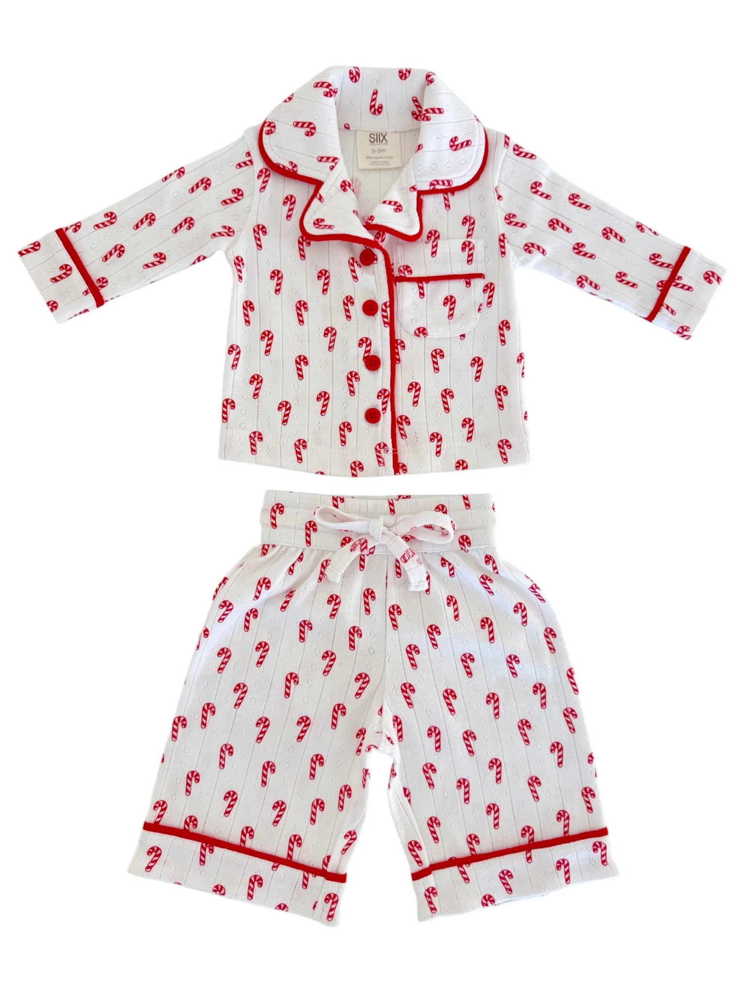 Organic Pointelle Lounge Set | White Candy Cane - PREORDER