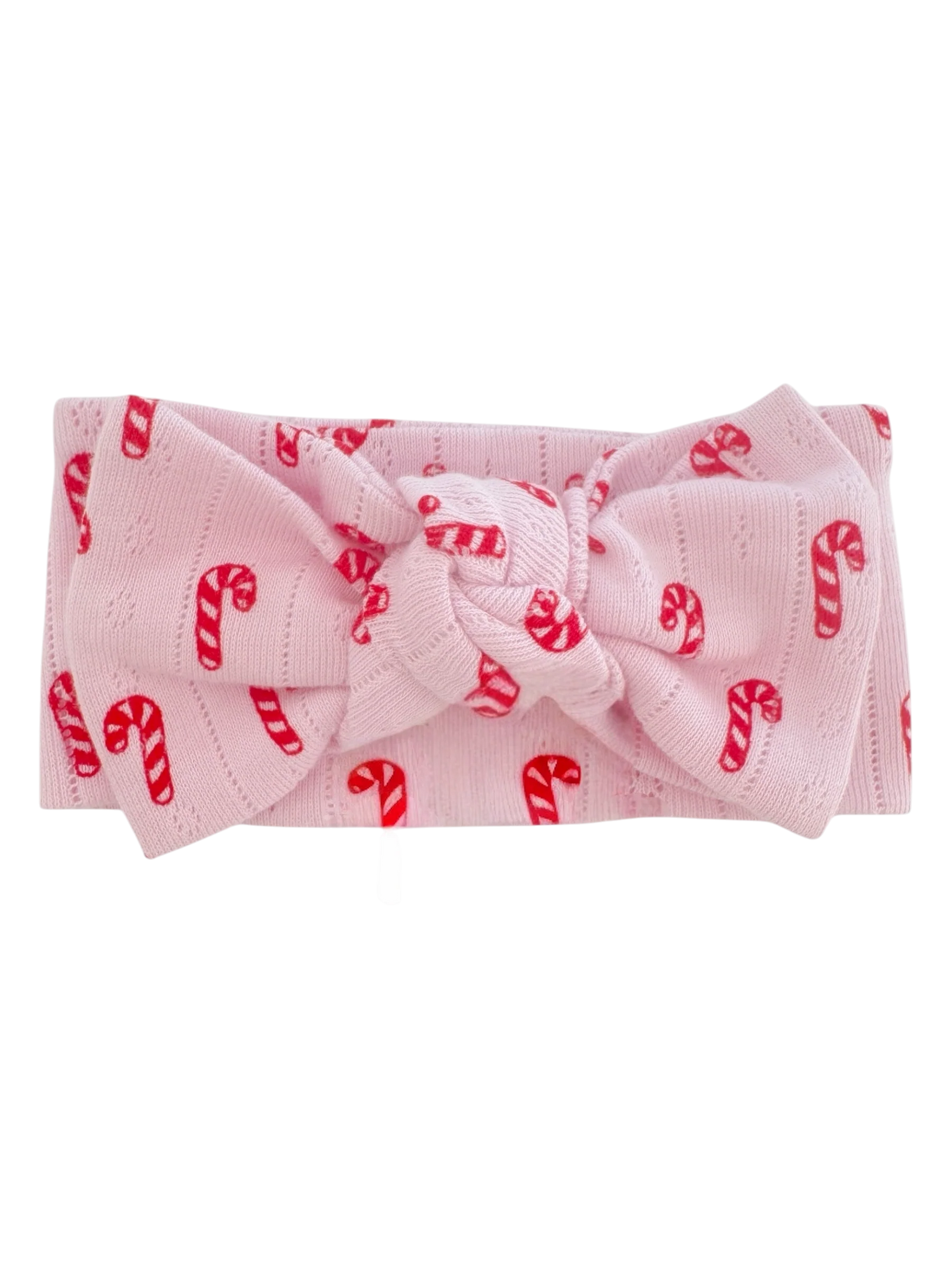 Organic Pointelle Bow | Pink Candy Cane - PREORDER