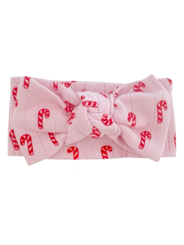 Organic Pointelle Bow | Pink Candy Cane - PREORDER