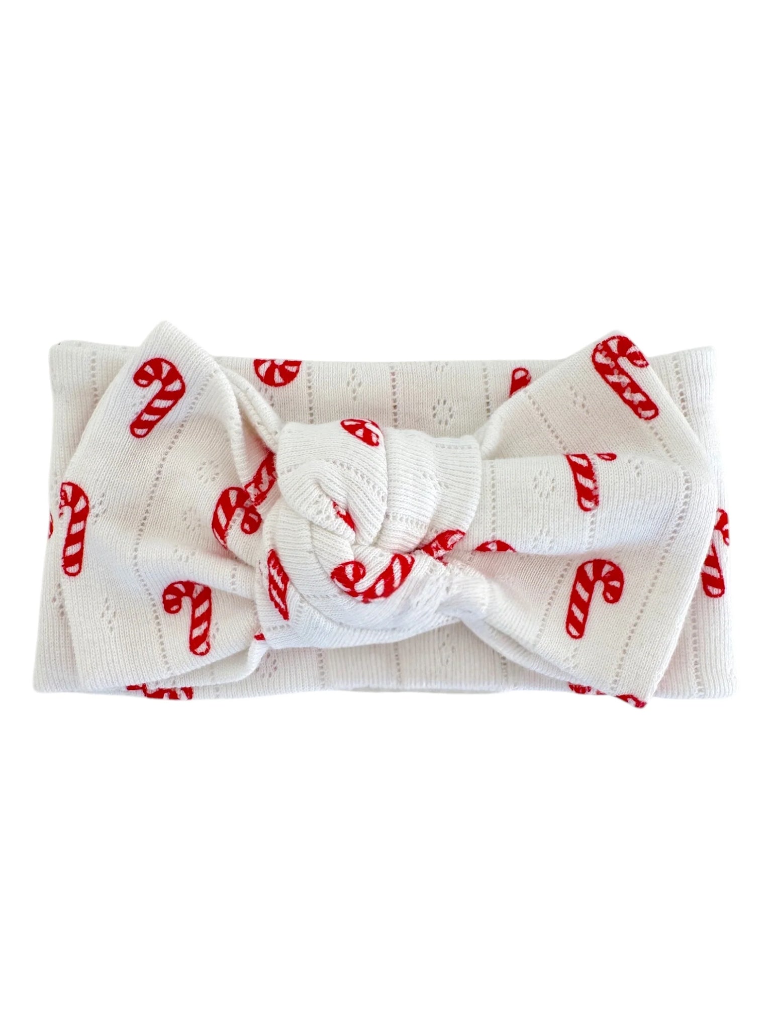 Organic Pointelle Bow | White Candy Cane - PREORDER