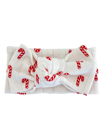 Organic Pointelle Bow | White Candy Cane - PREORDER
