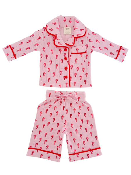 Organic Pointelle Lounge Set | Pink Candy Cane - PREORDER