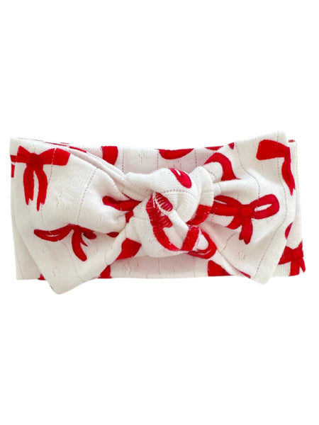 Organic Pointelle Bow | Red Bows - PREORDER