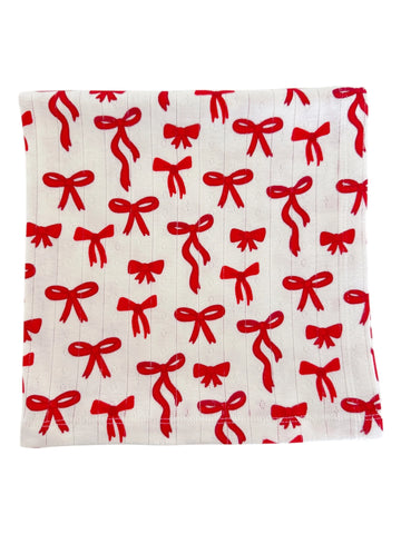 Organic Pointelle Swaddle | Red Bows - PREORDER
