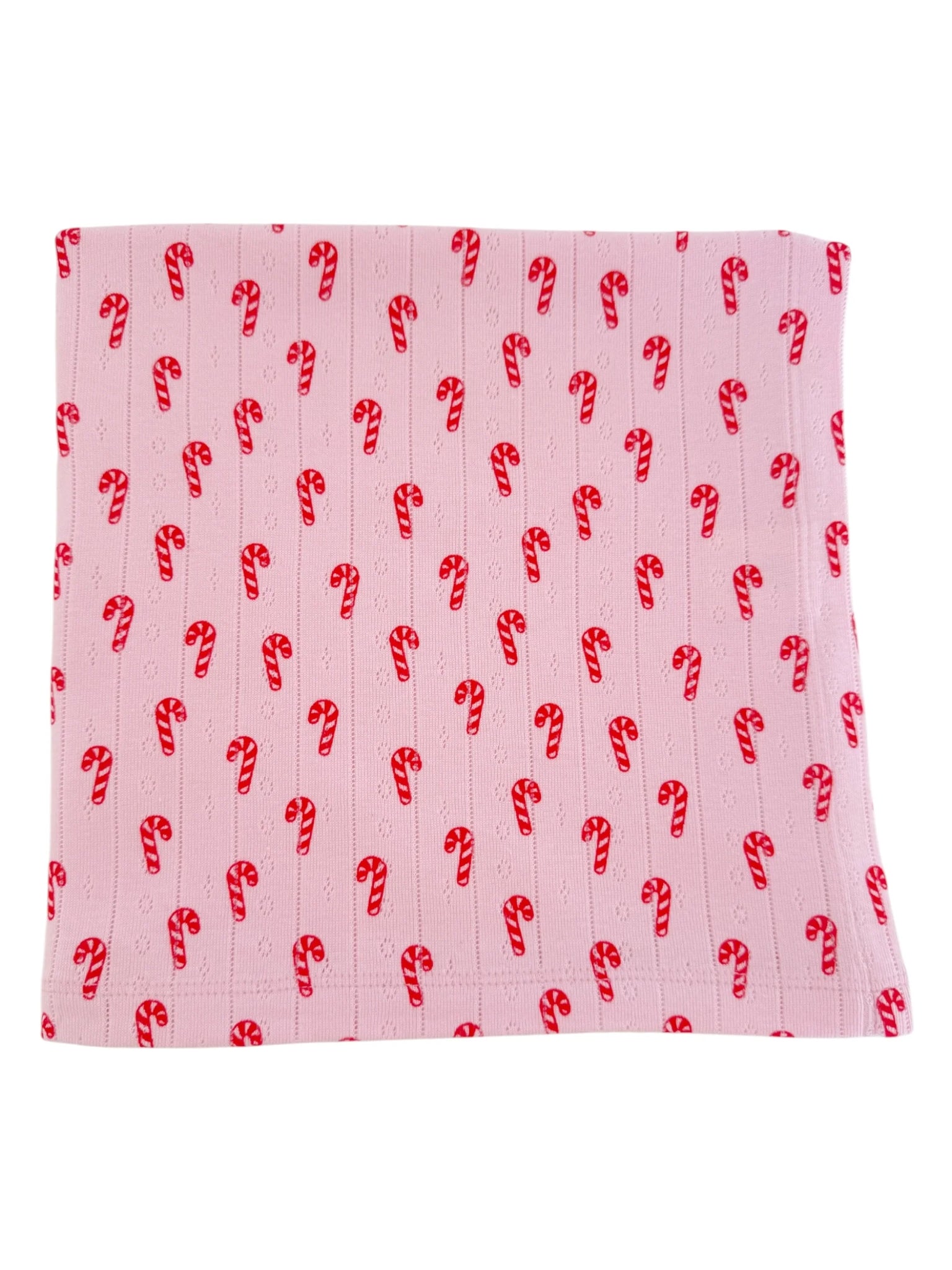 Organic Pointelle Swaddle | Pink Candy Cane - PREORDER