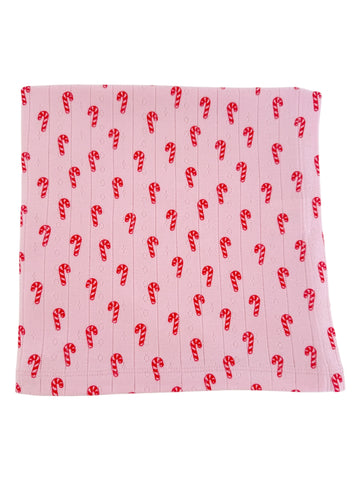 Organic Pointelle Swaddle | Pink Candy Cane - PREORDER