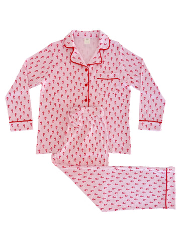Organic Pointelle Women's Lounge Set | Pink Candy Cane - PREORDER