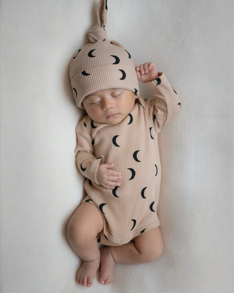 Waffle Long Sleeve Bodysuit | Tan/Black Moon - PREORDER