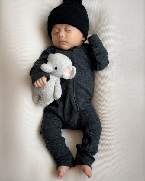 Speckle Zip Romper | Charcoal - PREORDER