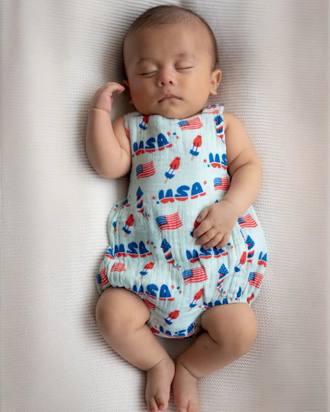 4th of July Sunsuit Romper | Blue - PREORDER