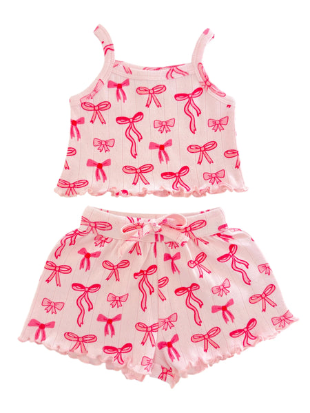 Organic Pointelle Summer Set | Pink Bows - PREORDER