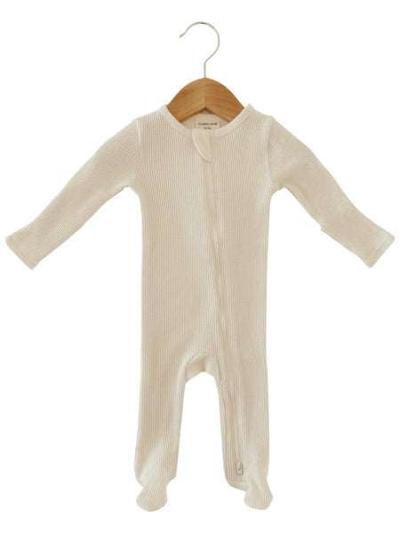 Waffle Zip Footie Romper | Snow - PREORDER