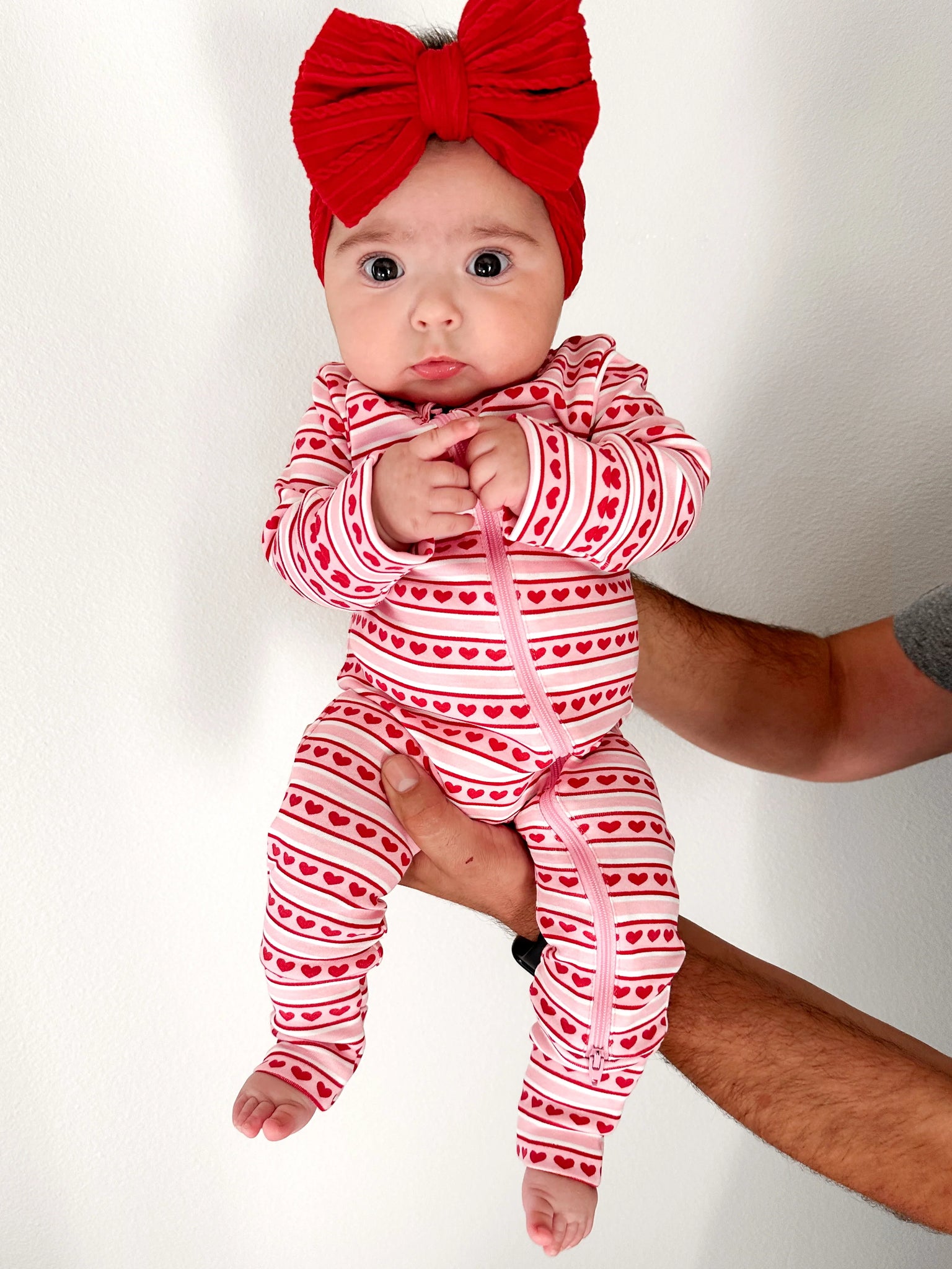 Zip Romper | Valentine Stripe - PREORDER